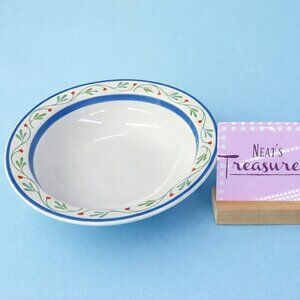 Pfaltzgraff WYNGATE Floral Vine Blue Band Round Stoneware Vegetable Serving Bowl
